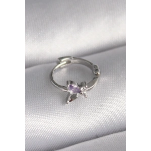 BFS 316L Çelik Gümüş Renk Zirkon Taşlı Kelebek Model Tragus Piercing