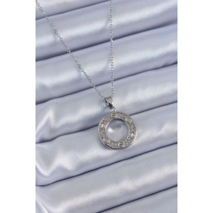 BFS 316L Çelik Gümüş Renk Zirkon Taşlı Model Kadın Kolye