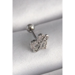 BFS 316L Çelik Gümüş Renk Zirkon Taşlı Sonsuzluk Detay Tragus Piercing