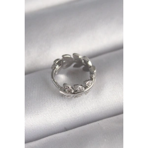 BFS 316L Çelik Gümüş Renk Zirkon Taşlı Yaprak Model Tragus Piercing