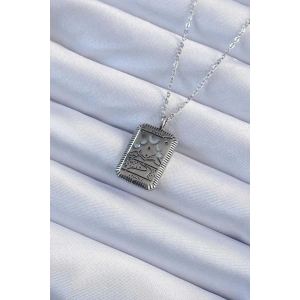 BFS 316L Çelik Zincir Eskitme Gümüş Renk Ay Figürlü Tarot Kolye