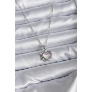 BFS 316L Çelik Zincir Gümüş Renk Kalp Model Kadın Kolye