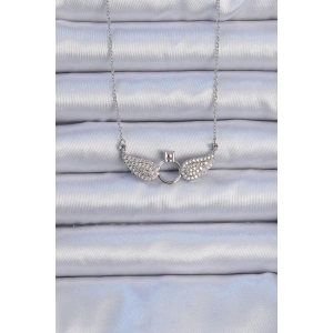 BFS 316L Çelik Zincir Gümüş Renk Kanatlı Tektaş Kolye