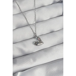 BFS 316L Çelik Zincir Gümüş Renk Renkli Zirkon Taşlı Kalp Kolye