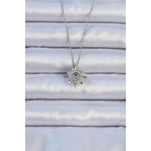 BFS 316L Çelik Zincir Gümüş Renk Zirkon Taşlı Parlayan Yıldız Kolye