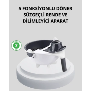 BFS 5 Fonksiyonlu Döner Rende Süzgeçli Çok Amaçlı Sebze Doğrayıcı Kaymaz Tabanlı