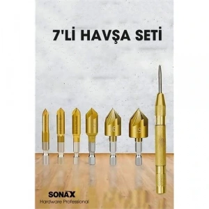 BFS 7li HSS Titanyum Kaplı Kılavuz ve Havşa Matkap Ucu Seti + Otomatik Zımba