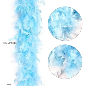 BFS  Açık Mavi Renk Kabarık Kalın Otriş Boa Tüy 6 cm Genişlik 180-200 cm Uzunluk