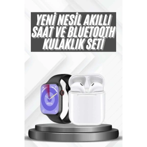 BFS Akıllı Saat Gümüş Kasa Bluetooth Kulaklık Hediyeli Çok Fonksiyonlu İkili Set