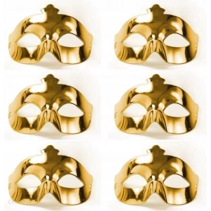 BFS   Altın Metalize Renk Düz Balo Parti Maskesi 6 Adet