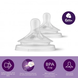 BFS     Avent Doğal Tepkili Natural Response 2Li Biberon Emziği No:6 6+ Ay