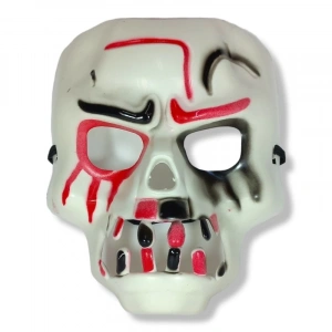 BFS   Beyaz Üzeri Rengarenk Korku Dişli Kafatası Maskesi 30x22 cm