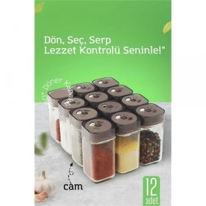 BFS  Cam Tuzluk Baharatlık – 360° Döner Kapaklı | 3 Delik Tipiyle Ayarlanabilir Akış  12 ADET