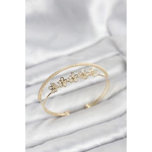 BFS Çiçek Model Pirinç Gold Renk Kadın Bileklik