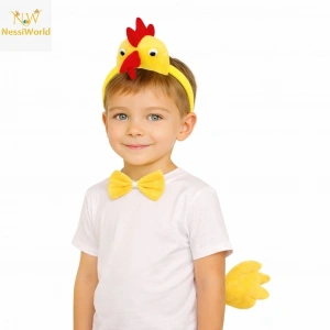 BFS Çocuk Horoz Tavuk Kostüm Seti 3 Parça (Taç + Papyon + Kuyruk)