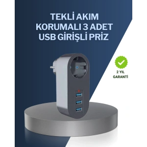 BFS Çocuk Korumalı Termal Priz – 3lü USB Şarj ve Akım Koruması