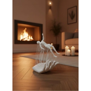 BFS Dekoratif El Üzerinde İnsan Figürü Beyaz Minimal Sanatsal Biblo