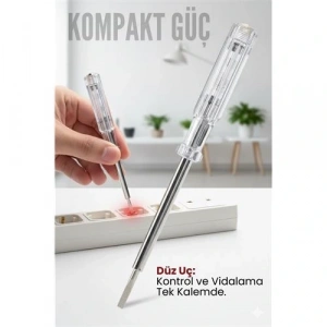 BFS Düz Uçlu Elektrik Kontrol Kalemi Faz Test Cihazı Voltaj Kontrol Anahtarı