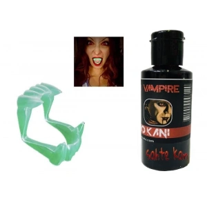 BFS Fosforlu Çift Damak Takma Vampir Dişi Ve 50 Gr Tiyatro Kanı
