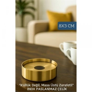 BFS  Gold Inox 1 MM Scotch Çelik Küllük – 8 cm x 3 cm | Modern, Hijyenik ve Dayanıklı Tasarım
