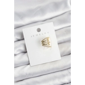 BFS Gold Renk Pirinç Zirkon Taşlı Kıkırdak Earcuff Küpe