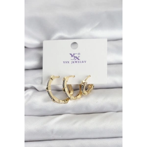 BFS Gold Renk Zirkon Taşlı Kadın Küpe