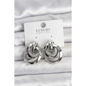 BFS Gümüş Renk Halka Model Pirinç Kadın Küpe