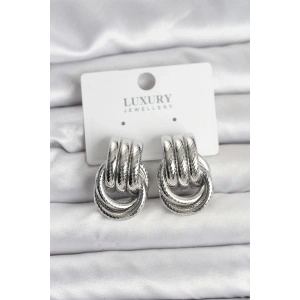 BFS Gümüş Renk Halka Modelli Pirinç Kadın Küpe