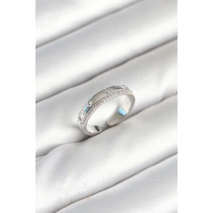 BFS Gümüş Renk Şerit Zirkon Taşlı Kadın Yüzük