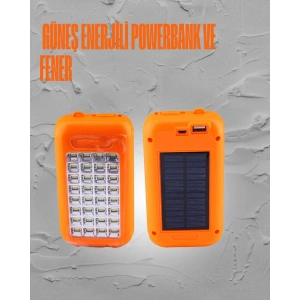 BFS Güneş Enerjili LED Powerbank Işıldak – 10000 mAh, Su Geçirmez, 32 LED, Taşınabilir Tasarım