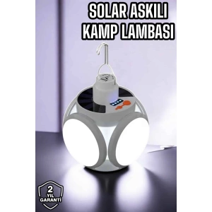 BFS Güneş Enerjili Solar Aydınlatma Kamp Çadır Lambası Şarjlı Ampül Led Şarjlı El Feneri Işıldak