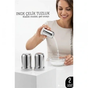 BFS Inox Mini Tuzluk - 2 li SET Paslanmaz Çelik – 6x3,5 cm Şık Sofra Yardımcısı