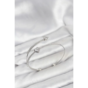 BFS Kalp Model Pirinç Gümüş Renk Kadın Bileklik