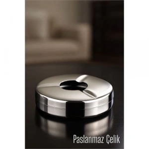 BFS  Kapaklı Paslanmaz Küllük - Kapaklı Metal Kül Tablası -  Masaüstü Küllük