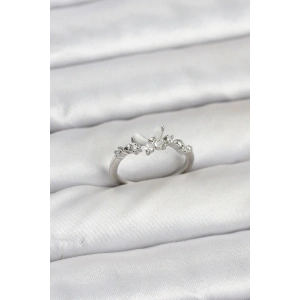 BFS Kelebek Model Gümüş Renk Pirinç Kadın Yüzük