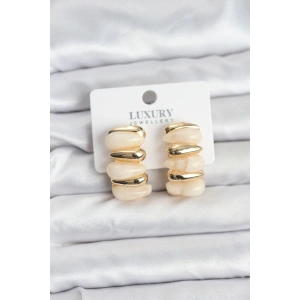 BFS Krem Renk Pirinç Vintage Kadın Küpe