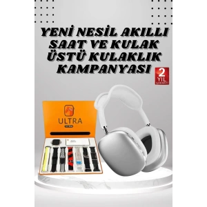 BFS Kulak Üstü P9 Kablosuz Bluetooth Kulaklık ve 7 Kordonlu Akıllı Saat