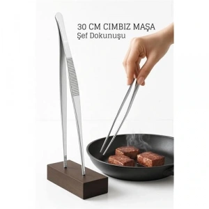 BFS Paslanmaz Çelik Şef Cımbızı 30 cm – Mutfak Maşası Kızartma Maşası