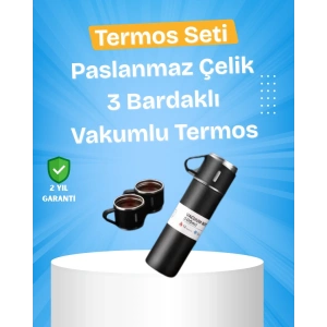 BFS Paslanmaz Çelik Termos Seti | 500 ml Kapasite, 6-12 Saat Isı Koruma, Hediye Kutulu