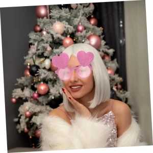 BFS   Pembe Renk Sim İşlenmiş Kalp Figürlü Parti Gözlüğü