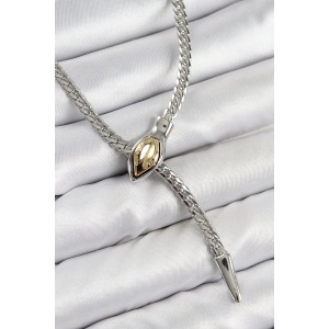 BFS Pirinç Asansörlü Yılan Model Gümüş Renk Kadın Kolye