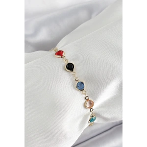 BFS Pirinç Asorti Model Gold Renk Zirkon Taşlı Kadın Bileklik