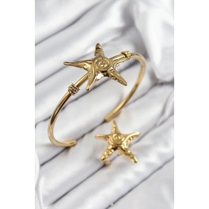 BFS Pirinç Deniz Yıldızı Model Gold Renk Bileklik Yüzük Set