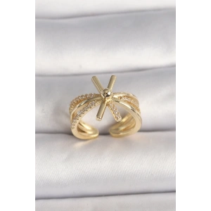 BFS Pirinç Gold Renk Ayarlanabilir Ziron Taşlı Kadın Yüzük