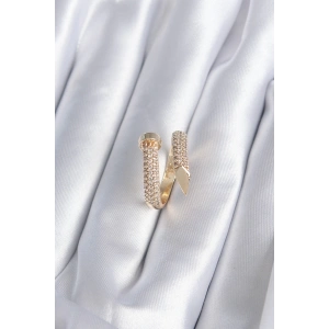 BFS Pirinç Gold Renk Çivi Model Zirkon Taşlı Kadın Yüzük