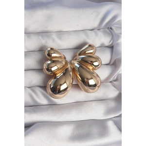 BFS Pirinç Gold Renk İri Bombeli Kelebek Küpe