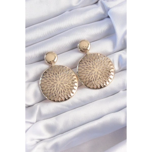BFS Pirinç Gold Renk Oval İşlemeli Küpe