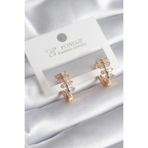 BFS Pirinç Gold Renk Zirkon Taşlı Kadın Küpe