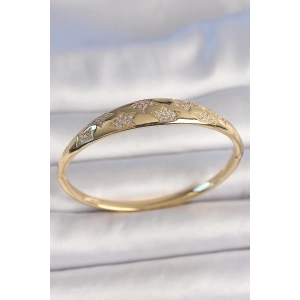 BFS Pirinç Gold Renk Zirkon Taşlı Yıldız İşlemeli Kadın Kelepçe