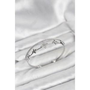 BFS Pirinç Gümüş Renk Çiçek Model Kadın Bileklik